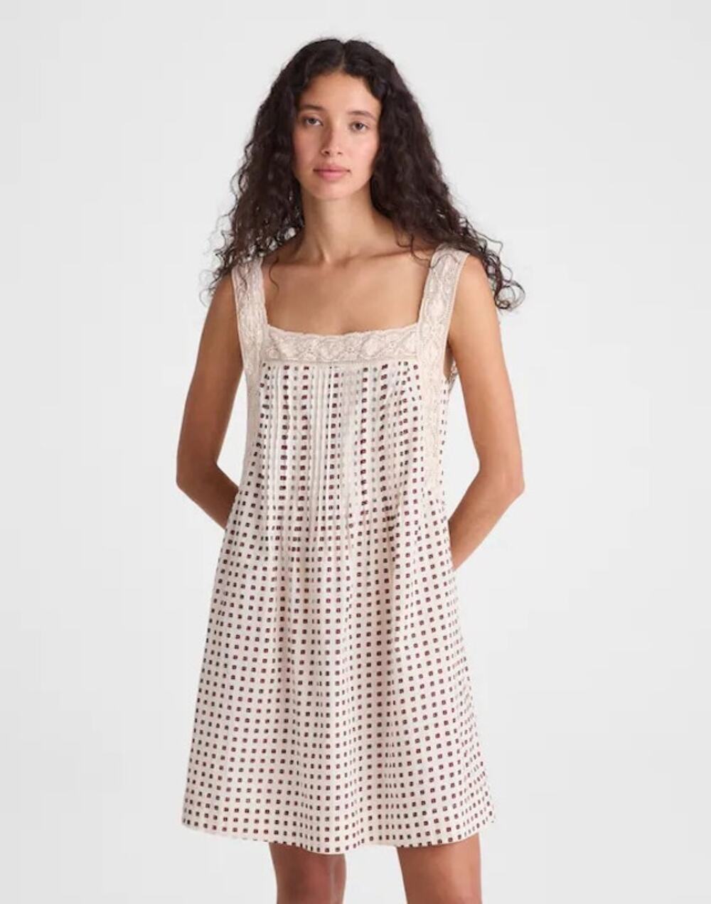 Madewell The Sophie Mini Dress Vintage Ivory Printed Lace Cottagecore XL NWT